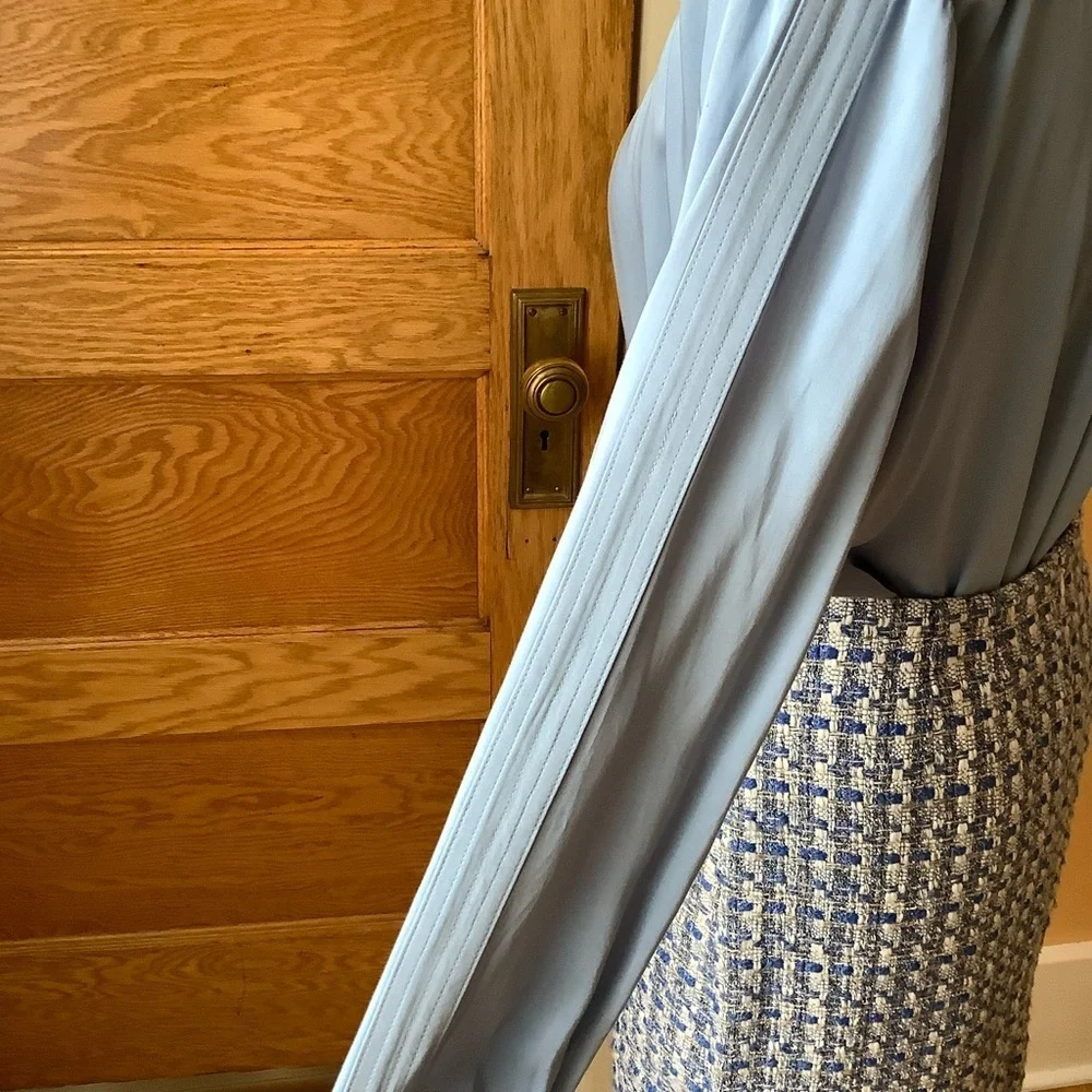 YAYA Women Bel Air Blue Gathered Blouse Size 36 - Picture 7 of 15